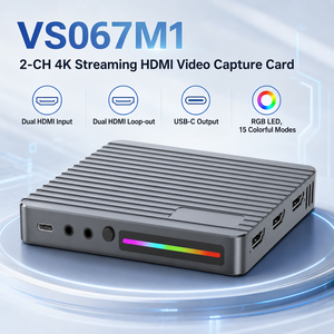Tarjeta de Captura de Video VS067M1 de 2 Canales 4K 60Hz con Doble HDMI, USB C, Salida en Bucle, LED RGB para Transmisión en Vivo y Grabación - Product Image 2