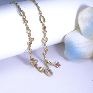 JW Jewelry - Joyería Fina de Oro Amarillo Macizo de 18 Quilates con Diamantes Naturales, Collar y Pulsera 2 en 1, Joyería de Lujo para Mujer, Regalo de Boda - Product Image 1