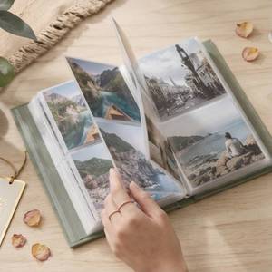 Álbum de Fotos de Lino con <span class=keywords><strong>4</strong></span> Bolsillos, Cubierta Bordada Personalizada, Funda Protectora, Libro de Recuerdos de Boda, Álbum de Fotos Premium con Espacio para Insertar Fotos - Product Image 2