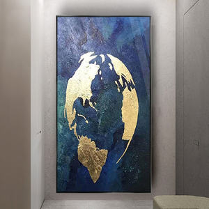 Ribete de textura de <span class=keywords><strong>cubismo</strong></span> abstracto pintado a mano, imagen moderna, obra de arte para decorar el hogar, lienzo de pintura al óleo abstracta acrílica - Product Image 5