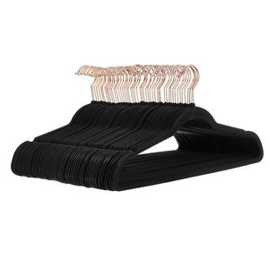 Cintres en velours de qualité supérieure, couleur or rose, antidérapants, pour costumes et vêtements, cintres en velours noir - Product Image 1