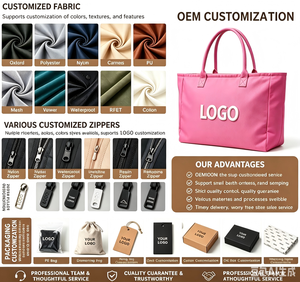 Wholesale Eco Recycled Cotton Canvas <b>Tote</b> <b>Bags</b> <b>with</b> Ribbon and Rope Handles Letter Pattern Custom Printed Logo Zipper Closure - Product Image 3