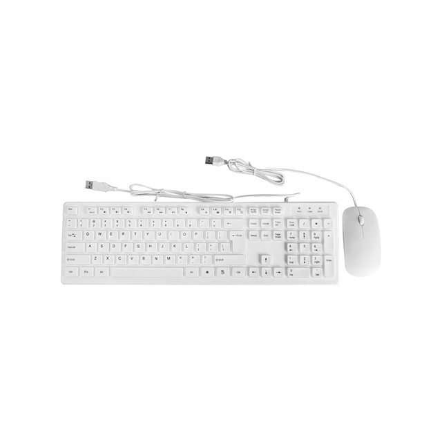 Source Factory Direct Sales Wireless 2.4G White Milk Color Home Office Notebook Desktop Wired Keyboard and Mouse Set