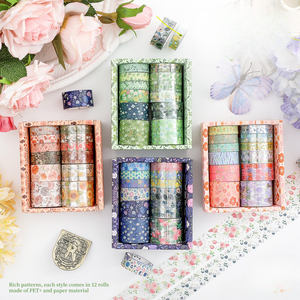 ชุดเทป 12 ม้วน โมริโนะ ซุย เม็ง ซีรีส์เทปสติกเกอร์ตกแต่ง เทปสำหรับงาน DIY - Product Image 1