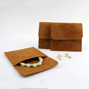 Customized Logo <b>Gift</b> Jewelry Packaging <b>Envelope</b> Bags Velvet Microfiber Jewelry Pouch for Jewellery Packing with Insert Display - Product Image 2