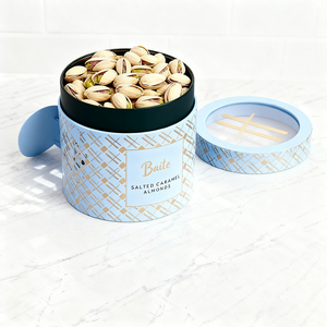 Tube en papier kraft de qualité alimentaire personnalisé avec fenêtre transparente et couvercle hermétique |   Emballage cylindrique écologique pour noix et chocolat - Product Image 4