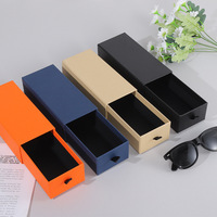 Boîte à tiroir en papier kraft noire avec coulisseau, étui à lunettes, rouge à lèvres orange, boîte cadeau pour lunettes de soleil, vente en gros