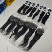 Extensions de cheveux humains vierges brésiliens Remy en gros, 100% cheveux naturels, tissage brésilien brut, tissage frontal en dentelle, double trame à la machine