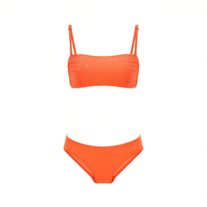 Costume da bagno intero HDJ Plus Size Bandeau tinta unita con paillettes Costumi da bagno da donna SQ66600 - Product Image 1