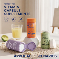 Conteneur à pilules en verre translucide personnalisé avec couvercle à vis, rechargeable, 5 onces, pot vide pour vitamines, capsules, médicaments