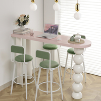 Ensemble table et chaises de bar en bois massif crème de luxe moderne et léger finition peinture de cuisson pour restaurants