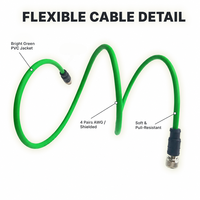Câble réseau CAT5E 4 conducteurs M12 IP67 étanche avec connecteur aviation 4P et harnais d'automatisation industrielle doré, direct usine