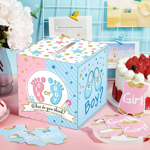 Baptême bébé sexe révéler urne avec 50 cartes bébé douche décorations fête vote jeu TNT sexe révéler fête fournitures - Product Image 1