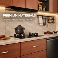 Îlot de cuisine modulaire de luxe moderne de style Shaker, prêt à assembler, avec portes vitrées, écologique et ignifuge, vente en gros