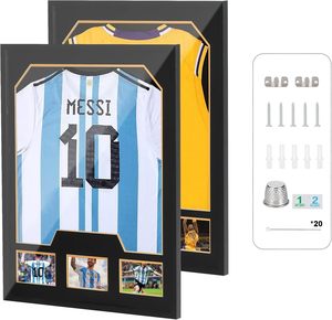 Cadre de présentation en métal et bois pour maillots de sport - Vitrine à effets d'ombre pour le rangement et la présentation de maillots de basketball/football - Product Image 1