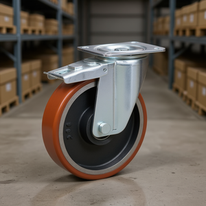 Roue pivotante avec noyau en fonte, support en acier galvanisé, série lourde avec frein - Product Image 3