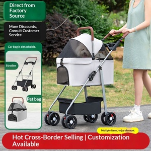 Chariot de promenade pliable compact et léger pour chiens et chats domestiques, vente en gros en vrac, modèle détachable, offre spéciale - Product Image 2