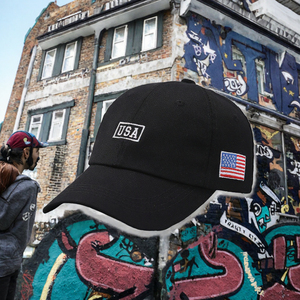 Gorras de Béisbol SYH729 con Logotipo Personalizado Bordado, Gorras de Estilo Americano con Bandera Desgastada, Gorras de Béisbol Sin Estructura, 100% Algodón, Hebilla Dorada de Cobre - Product Image 3