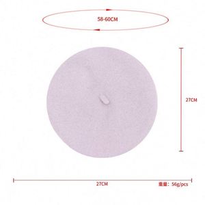 Béret français en laine personnalisé avec logo brodé, couleur unie, pour femmes - Product Image 2