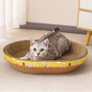 ที่เกาแมวกระดาษแข็งรูปวงรีทำจากกระดาษลูกฟูกทนทานงานดีไซน์พื้นผิว OEM - Product Image 5