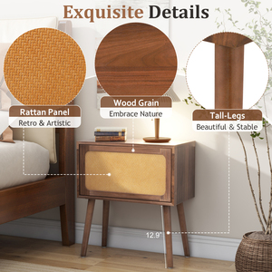 โต๊ะข้างเตียงสไตล์มิดเซ็นจูรี่โมเดิร์นพร้อมลิ้นชักหมุนได้ - Product Image 3