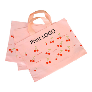 Cửa Hàng Quà Tặng Mang Theo Tái Sử Dụng Thân Thiện Với Môi <span class=keywords><strong>Ldpe</strong></span> Tùy Chỉnh Riêng Logo In Màu Hồng Anh Đào Dưới Gusset Nhựa Mua Sắm Túi Với Xử Lý - Product Image 1