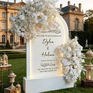 Premium <strong>Wedding</strong> Decor Sign LED Light White <strong>Welcome</strong> Sign Backdrop Personalized PVC <strong>Board</strong> for Entrance Decoration - Product Image 4