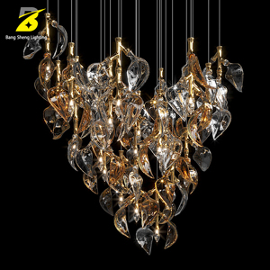 Lustre en verre soufflé artistique en forme de bambou, grand luminaire suspendu pour plafond haut, idéal pour les projets hôteliers - Product Image 6