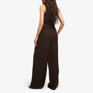 Manufacturer Customized Fashion Casual Loose <b>Jumpsuit</b> One Shoulder Pleated Romper Luxury Rayon Women's <b>Jumpsuit</b> - Product Image 2