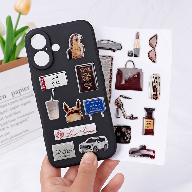 New Design 3D Dome Epoxy Resin Decorative Sticker Sheet Custom DIY Mobile Phone Case A6 Size Sheets Stickers