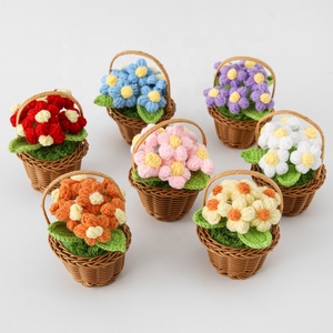 Cesta de Flores de Ganchillo Multicolor, Adorno de Lana Tejida para Plantas, Decoración del Hogar, San Valentín, Año Nuevo - Product Image 1