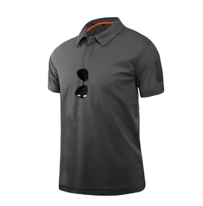 เสื้อยืดโอเวอร์ไซส์ DFT0301-1 แขนสั้น พร้อมแถบติดกระดุมเวทมนตร์ที่แขนขวา กระเป๋าเล็กด้านซ้าย สีเขียว สีกากี สีดำ สีเทา มีปกเสื้อ - Product Image 5