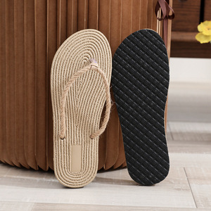 Pas cher en gros Chanclas mode en vente Jepit plat décontracté été plage femmes 2025 pur chanvre corde string sandales - Product Image 2