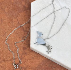 Collier à breloques pendentif chien teckel en acier inoxydable 316l NOUVEAU breloque plate avec collier à paillettes bijoux faits à la main en gros - Product Image 5