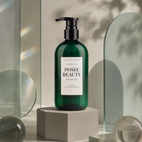 Bouteille en PET translucide verte de 300 ml avec bouchon à clapet, gel douche, après-shampoing, shampoing, lotion pour le corps, modèle PP-S53, emballage pour soins personnels