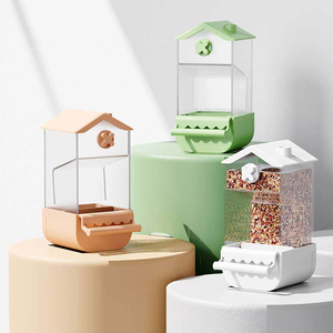 Accessoires de cage à oiseaux transparents de haute qualité, bol d'alimentation pour oiseaux en plastique anti-fuite/anti-éclaboussures, mangeoire automatique - Product Image 1