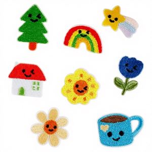 Mini Size Iron on Cute Korean Style Wappen <b>rainbow</b> Cup Sun Flower House Patch for Clothing Shoes Hat Decoration - Product Image 1