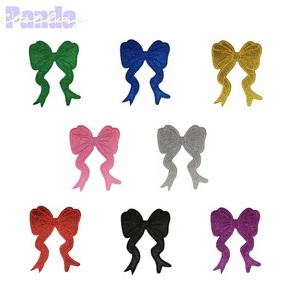 Personalizado 6,03 pulgadas brillo lentejuelas Rana pierna arco hierro-en parche Chenille tela flor adhesivo ropa camisas accesorios Logo Spot - Product Image 1