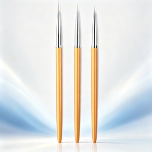 3 Pcs Nylon Nail Art Brush Liner Painting Pen Builder Flat Drawing Manicure Tools UV+LED Curing - Product Image 1