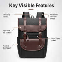 Mochila para Portátil de Cuero PU para Hombre, Estilo Británico Vintage, Bolsa de Viaje para Computadora de 15 Pulgadas, Mochila Urbana Impermeable para el Trabajo