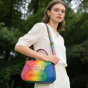 Sac fourre-tout décontracté pour femme en cuir PU à dégradé simple, doux et durable, avec logo personnalisé disponible, sac à main de haute qualité et tendance - Product Image 2