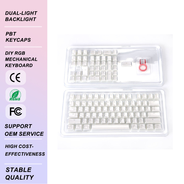 Pudding Keycaps 60 87 104 Double Shot Backlit PBT Keycap Set Model Keycaps-01 for DIY RGB Mechanical Keyboard