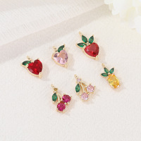 Rood Kristal Ananas Lychee Cherry Apple Fruit Zirkoon Bedels Ketting Hanger Voor Oorbellen Sieraden Maken En Diy Ambachten