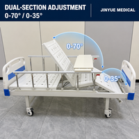 Lit médical manuel à 2 manivelles avec tête de lit ABS à clipser, sommier à lattes, barre anti-pincement en aluminium à couverture intégrale, charge maximale 170 kg