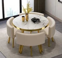 Ensemble de table de restaurant moderne et simple pour café, table ronde d'intérieur avec quatre chaises, ensemble de table à manger moderne