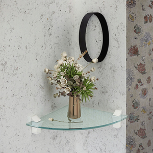 Elegante ripiano a parete galleggiante in vetro temperato <span class=keywords><strong>angolare</strong></span> a un livello per decorazioni e mobili - Product Image 6