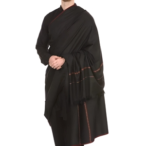 Classic Plain <b>Black</b> Men's Shawl Premium Soft Winter <b>Wrap</b> Traditional Elegant Shawl for Shalwar Kameez and Formal Wear - Product Image 1