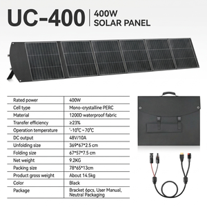 ชุดโซลาร์เซลล์พกพาฉุกเฉิน 400W ประสิทธิภาพสูง 23% แบบพับได้ โมโนคริสตัลไลน์ สำหรับสำรองไฟบ้าน เครื่องกำเนิดไฟฟ้าสำรอง กรณีไฟดับ - Product Image 1