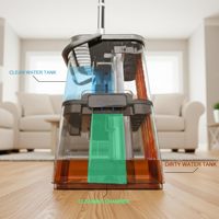 Ensemble serpillière et seau, serpillière plate auto-essorage avec eau propre et sale séparées, serpillière anti-poussière en microfibre pour sols en bois dur