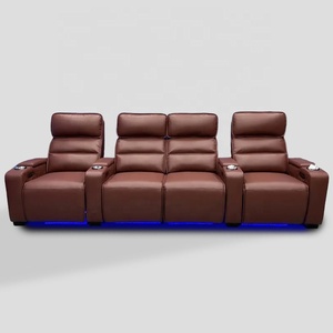 Ensemble <span class=keywords><strong>de</strong></span> canapé inclinable avec appuie-tête électrique moderne en cuir véritable, tableau d'écriture personnalisable pour salon <span class=keywords><strong>de</strong></span> <span class=keywords><strong>théâtre</strong></span> avec lumière d'ambiance - Product Image 1
